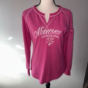 Minnesota Artisans Northwoods Original Pink Thermal Sweater Top Size Small